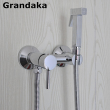 Brass Chrome Handheld Bidet Sprayer Shower Set Toilet Shattaf Sprayer Douche kit Bidet Faucet, Brass Mixer Hot &Cold Water Valve 2024 - buy cheap