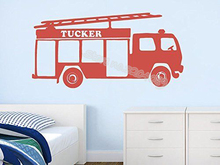 Fire Truck Big Car Custom Name Wall Decal Kids Room Nursery Big Vehicle Home Living Room Art Wallpaper Vinyl Mural poster EA108 2024 - buy cheap