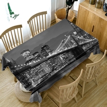 Thicken Cotton Tablecloth 3d Bright Night Scene in Busy City Dustproof Washable Cloth Rectangular and Round Table Cloth 2024 - купить недорого
