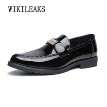 2022 Brand Shoes Men Genuine Patent Leather Shoes Pointed Toe Oxfords Shoes For Men Fashion Office Wedding Dress Shoes Loafers 2024 - buy cheap