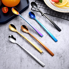 Stainless Steel Coffee & Tea Spoon With Long Handle Kitchen Colourful Coffee Scoops Mixing spoons Ice Cream Dessert Tea Spoon 2024 - buy cheap