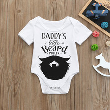 DERMSPE Unisex Quality Baby Rompers Short Sleeve Letter Print Daddy's Little Beard Puller Newborn Boys Girls Baby Clothes 2024 - buy cheap
