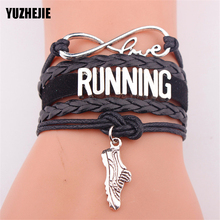 Yutdjie-pulseira infinity com corda de couro para homens e mulheres, bracelete para corrida, com berloque de coração 2024 - compre barato