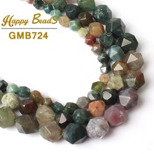 Natural Faceted Indian Agates Loose Stone Beads For Making Jewelry 15"Strand 6/8/10 MM Pick Size DIY Bracelet Necklace Wholesale 2024 - buy cheap