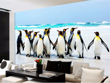 Papel tapiz de foto personalizado, murales de pingüino, nieve, animales, 3D, estereoscópico, televisión, dormitorio de niños, fondo personalizado 2024 - compra barato