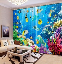 Blackout/Sheer 3D Window Curtains For Living Room Bedroom Curtains Drapes 3D Cortinas Marine Sea Coral Fish 2024 - buy cheap