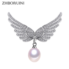 ZHBORUINI 2019 New Design Fine Jewelry Natural Freshwater Pearl Brooch Angel's Wings Brooch Pins Pearl Jewelry Women Corsage 2024 - buy cheap