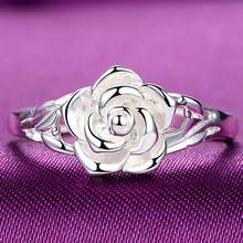 Fashion Silver Color Rings  Rose Flower Open Ring Hollow Out Design Finger Ring Jewelry Valentine's Day Gift 2024 - buy cheap
