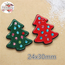 10pcs Resin planar rhinestone Christmas tree flat back Art Decoration Charm Craft DIY hair bow center accessories 2024 - buy cheap