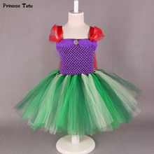 Vestido de tutú de La Sirenita para niñas, disfraz de princesa, largo hasta la rodilla, para fiestas de cumpleaños y Halloween 2024 - compra barato