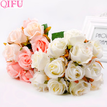 Свадебный букет QIFU 12 шт./лот, искусственные цветы для декора, розовая фотография, украшение для дома, Свадебный декор для вечеринки 2024 - купить недорого