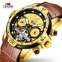 TEVISE Mens Watches Men Automatic Mechanical Watch Male Leather Multifunction Sport Clock Relogio Masculino 2024 - buy cheap