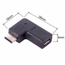 USB-C Type-C 3,1 папа к Micro USB 2,0 5Pin адаптер для передачи данных 90 градусов угловой тип соединитель локоть дизайн 2024 - купить недорого