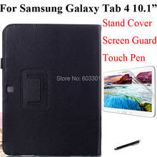 Stand case cover for Samsung Galaxy Tab 4 10.1" T530 + clear screen protector + stylus touch pen For Samsung Tab4 10.1 T535 Bag 2024 - buy cheap
