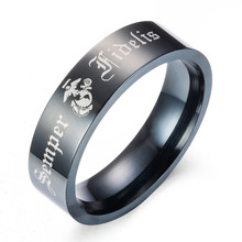 Мужское Винтажное кольцо из нержавеющей стали, черное армейское кольцо в стиле морской пехоты, Semper fidedis Pernonality Fashion Jrwelry для мужчин 2024 - купить недорого
