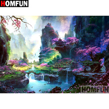 HOMFUN-pintura de diamante redondo/cuadrado completa, cuadro artesanal 5D, punto de cruz bordado de paisaje, decoración 3D para el hogar A10636 2024 - compra barato