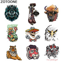 ZOTOONE-Parche de calavera y tigre para ropa, Parche de Animal Diy, transferencia de calor para ropa, camiseta, apliques, pegatinas térmicas E 2024 - compra barato