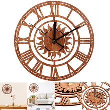 Relógio de parede de madeira vintage, relógio clássico estiloso e chique para decoração da casa, cozinha, 23.5x23.5cm 2024 - compre barato