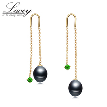 Fashion 925 sterling silver earrings,freshwater pearl earrings for women wedding gift,long real pearl earrings double chains 2024 - buy cheap