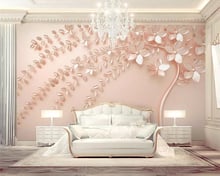 beibehang Custom wallpaper rose gold embossed a flowering tree 3d TV background walls living room bedroom mural 3d wallpaper 2024 - buy cheap