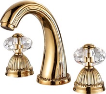 Free ship Gold PVD 8 inch widespread bathroom Lavatory Sink faucet Crystal handles tap 2024 - buy cheap