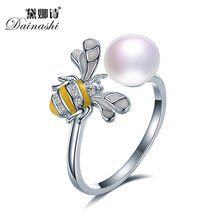 2018 Female Ring Pearl Adjustable Animal Ring Genuine Pearl Solid 925 Sterling Silver Ring For Women,Fine Jewelry S925 bee ring 2024 - buy cheap
