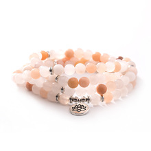 New Arrival 8mm Natural Donglin Stone Bracelet Buddhist 108 Mala Bracelet or Necklace Lotus OHM Buddha Pendant Yoga Bracelet 2024 - buy cheap