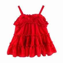 Vestido de verão sem mangas para meninas, vestido de bebê vermelho para meninas, vestido de festa de aniversário, roupas de princesa 2024 - compre barato