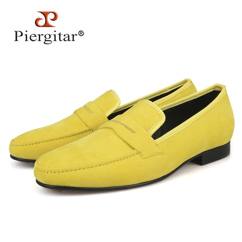 Piergitar 2019 British style Handmade Men Velvet Casual Shoes Men Penny Loafers Party and Banquet Male's Flats Plus Size 2022 - buy cheap