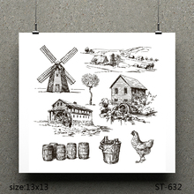 ZhuoAng windmill design stamp / scrapbook rubber stamp / craft clear stamp card / seamless stamp 2024 - compre barato