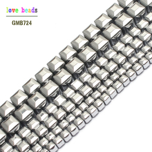 Natural Stone Beads 3/4/6mm Silver-Plated Hematite Cube Square Beads For Jewelry Making 15inches Spacer Beads Making Bracelet 2024 - buy cheap