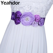 Women Bridal Bridesmaid 3D Floral Pearls Rhinestone Wedding Dresses Ribbon Sash Belt Evening Prom Dress Belt Wedding Accessories 2024 - buy cheap