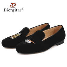 Piergitar 2019 New Handmade Men Loafers with cigarette and ashtray embroidery Fashion party and wedding men smoking slippers 2024 - buy cheap
