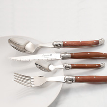 24pcs Laguiole Stainless steel Flatware Set Wood Handles  Steak Knife Fork Dinner Spoon Teaspoon Cutlery Gift Party Dinner Set 2024 - buy cheap