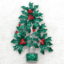 12pcs/lot Wholesale Fashion Brooch Rhinestone Enamel Christmas tree Pin brooches Christmas Gift C101667 2024 - buy cheap