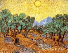 Paintings by Vincent Van Gogh Olive Trees with Yellow Sky and Sun Hand painted art on canvas High quality 2024 - buy cheap