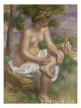 Pintura al óleo de arte para mujer, obra de arte hecha a mano de alta calidad, sentado en un paisaje, Pierre Auguste Renoir 2024 - compra barato