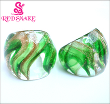 RED SNAKE Fashion Ring Handmade Green Translucent Murano Glass Rings 2024 - buy cheap