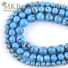 Natural Stone Beads Blue Shell Turquoises Stone Beads For Jewelry Making 4/6/8/10/12mm Diy Bracelet Necklace Accessories Wholesa 2024 - buy cheap