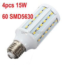 Free shipping 4pcs/lot LED Corn bulb E27 smd 5630 led lamp +60leds 15W 220V white high brightness indoor led lighting RoHS CE 2024 - buy cheap