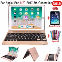 Funda de para iPad 9,7 2017 de Apple para teclado inalámbrico, cubierta con tapa inteligente y Protector de pantalla para teclado inalámbrico de 5. ª generación, A1822, A1923 2024 - compra barato