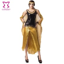 Black/Gold Sequin Gown Disfraces Carnaval Adultos Cosplay Egyptian Cleopatra Costume Gothic Sexy Halloween Costumes For Women 2024 - buy cheap