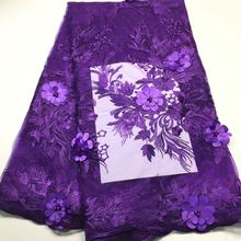 3d flor de alta qualidade tecido do laço, tecido africano do laço roxo, applique bordado tecido do laço para vestidos m28423 2024 - compre barato
