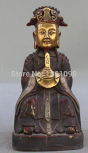 xd 002642 10"Chinese Bronze Gilt Seat Mammon Money Wealth God officer Statue 2024 - buy cheap