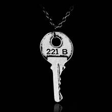 MQCHUN Fashion Vintage Charm 221B Sherlock Holmes Residence Key Necklace Baker Street 211B Key Pendant Necklace 2024 - buy cheap
