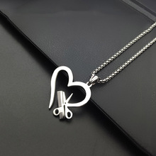 Women Sexy Hairdresser Scissor Comb Sweet Heart Chain Infinity Love Pendant Necklace Punk Choker Collar Stainless Steel Jewelry 2024 - compre barato