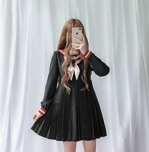 Vestido de estilo japonés para mujer, uniforme escolar JK, bordado de Lolita, traje de marinero, vestido negro de moda 2024 - compra barato