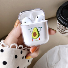 Funda bonita para Apple airpods, estuche con dibujos animados divertidos de aguacate, estuche para auriculares Bluetooth para Airpods 1 2, bolsas de carga, estuche rígido para auriculares 2024 - compra barato