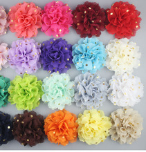 4 inch Chiffon Flower Golden Dot Chiffon Flower For Kids Headwear 24 color 200pcs/lot 2024 - buy cheap