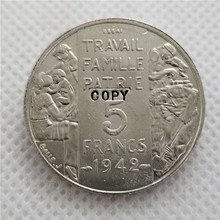 1942 France 5 Francs - Petain (Essai) Pattern COPY COIN 2024 - buy cheap